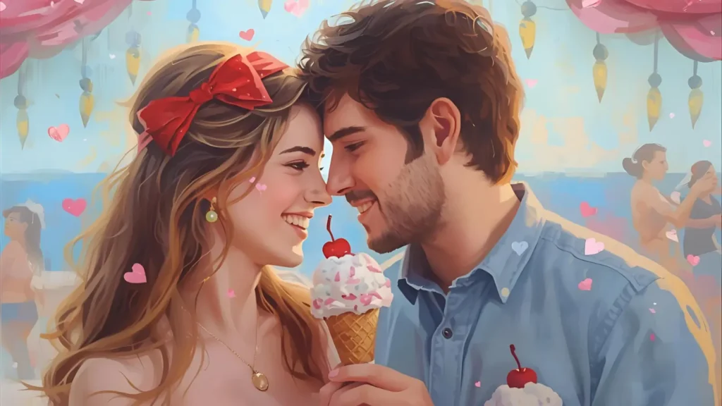 Romantic Captions on Ice Cream for Couples